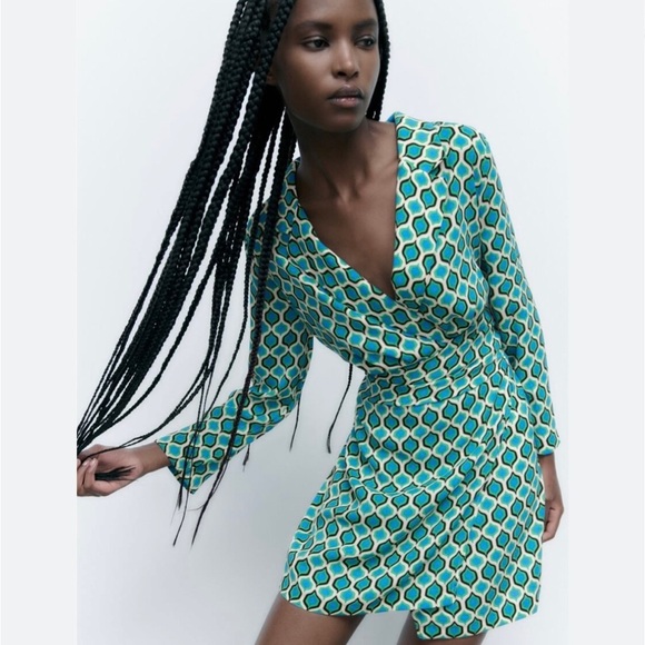 Zara geometric print blazer dress - Picture 1 of 6